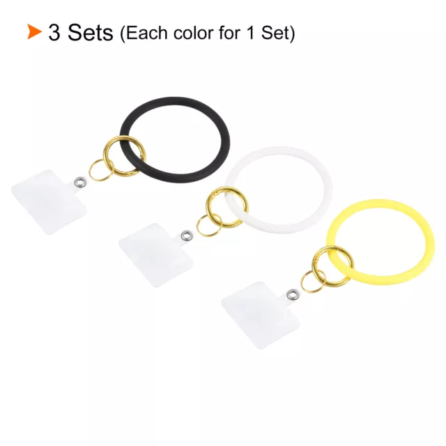 3pcs Key Ring Bracelet Silicone Round Keychain Wristlet Keyring, Multi-color 3