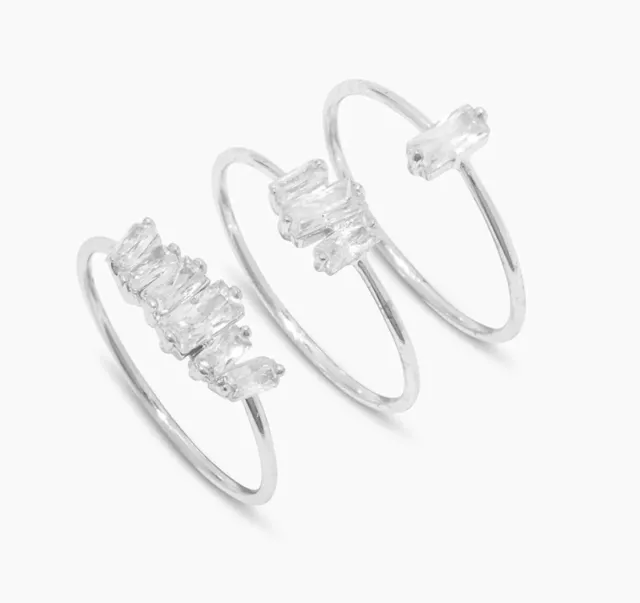 New Gorjana Amara Ring Set Size 8 Silver