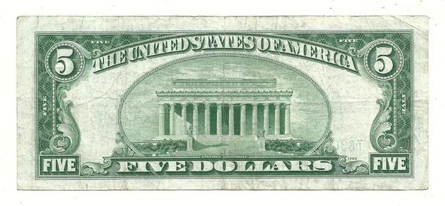 1934D $5 BLUE Seal SILVER Certificate! Old US Paper Money Currency! 3