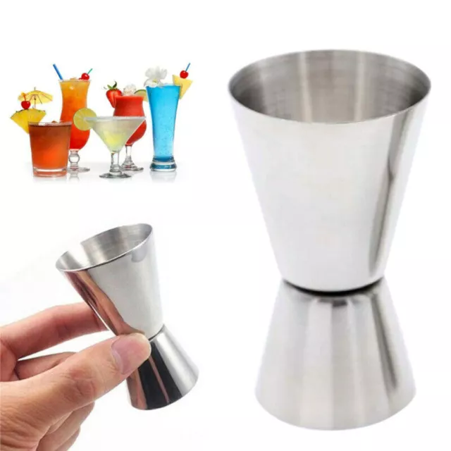 Cocktail Jigger Dual Spirit Steel Measure Cup Shots Gin Rum Bar Pub 25 /50ml UK