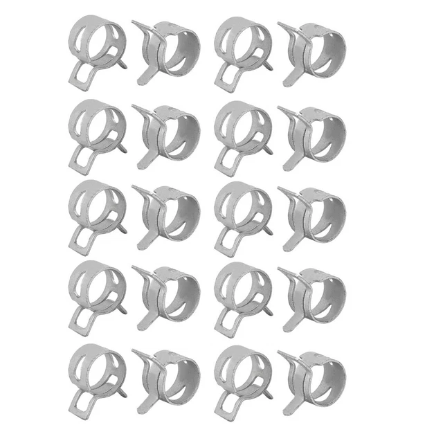20Pz Abrazadera Resorte 10mm Acción Tipo Banda Elástica Tubo Flexible Blanco