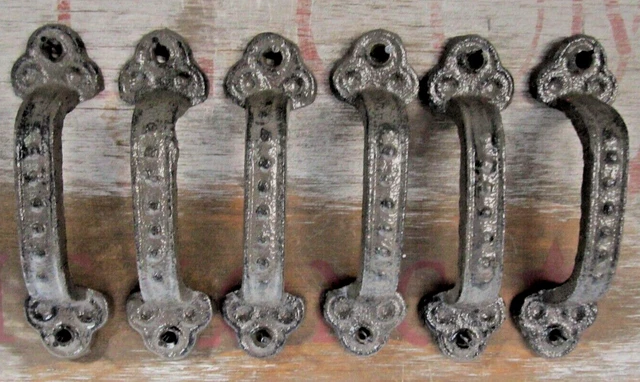 Drawer Pull Six Door Antique Style Rustic Cabinet Handle Cabin Cabinet Cast Iron