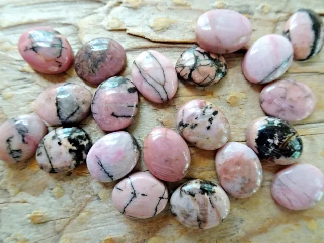 Cabochon Gemstone Natural Rhodonite Cab 8x10 mm (pkg 20)