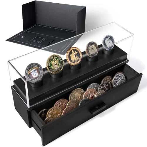 Challenge Coin Display Case – Wooden Challenge Coin Holder and Military Coin