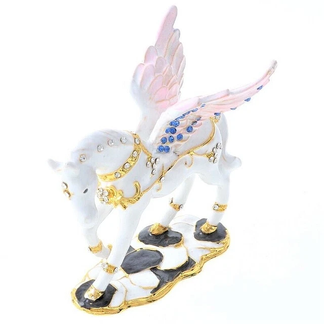 Trinket Box Jeweled Rhinestone Gift Pegasus Horse Hidged Trinket Box