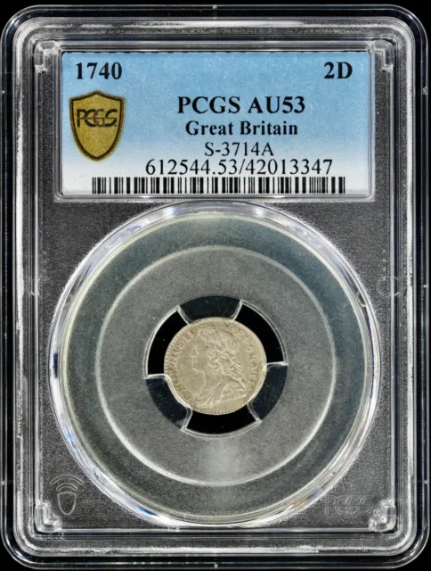 1740 George II Great Britain Silver Maundy 2 Pence 2D PCGS AU 53 S-3714 A