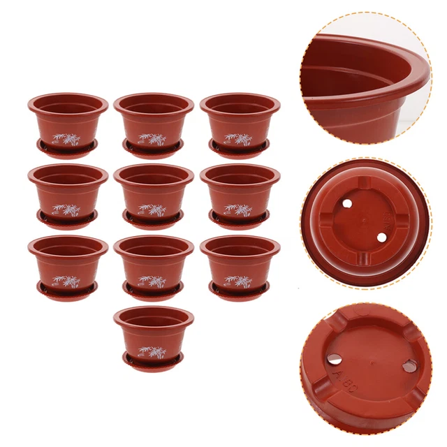 10 pcs Pots Pots Pottes de fleurs en plastique intérieur
