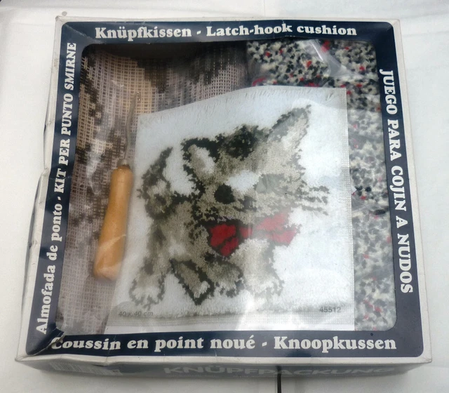 Knüpfpackung Knüpf Kissen 40x40cm incl. Knüpfhaken Motiv: Kätzchen Katze