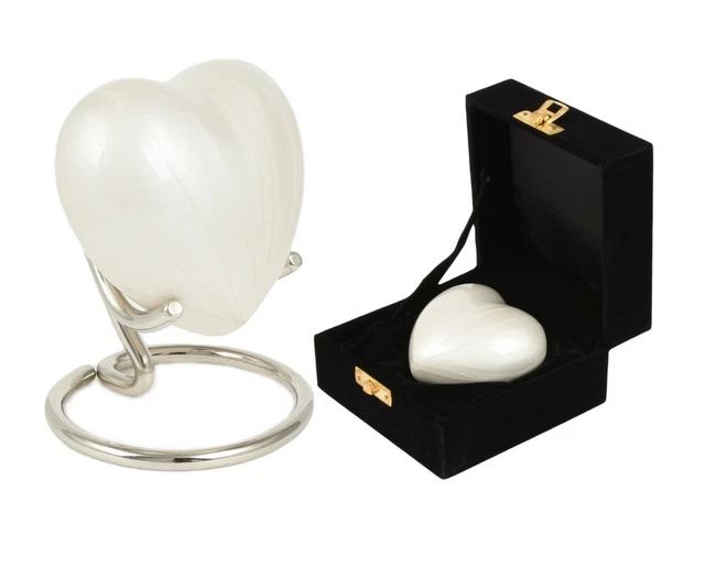 Mini Keepsake Cremation Urn For Ashes White Token Heart Human Pet Memorial Urn