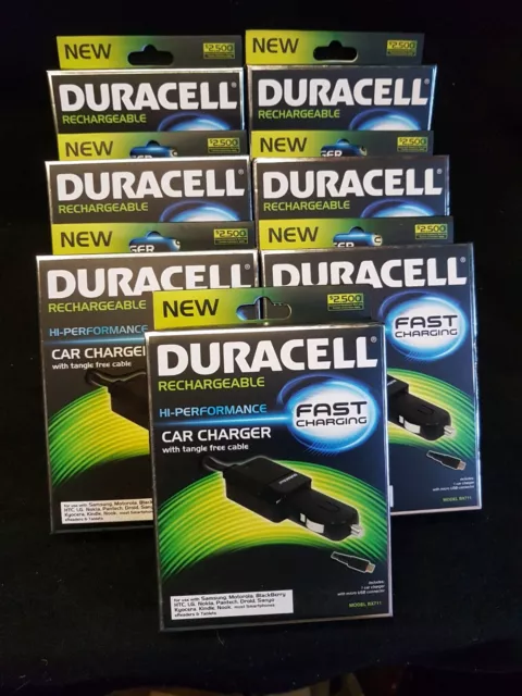 JOB LOT OF 7x Duracell 12V Car Phone Chargers Micro USB For Samsung/SatNav