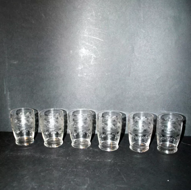 BACCARAT Rare lot de 6 verres à alcool en cristal gravé à l'acide pantogravure 2