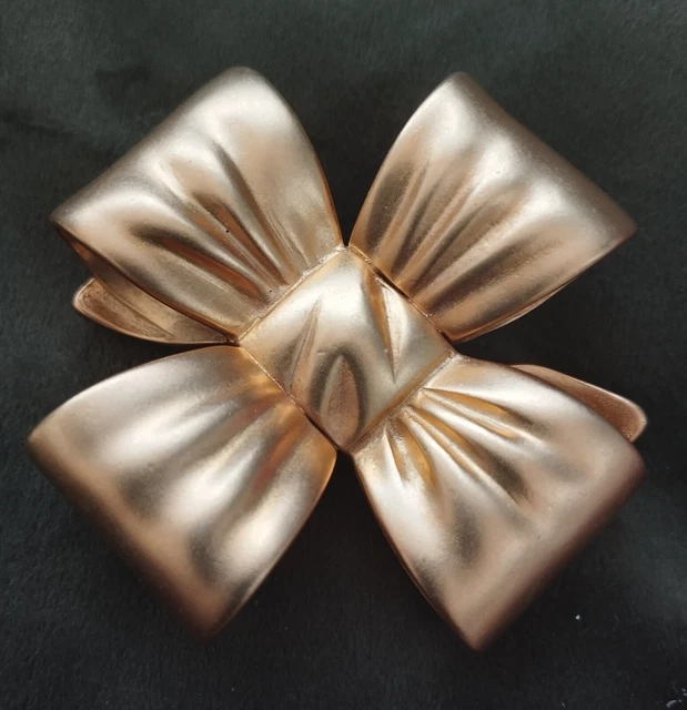 Broche Vintage Signée EA - Style Nœud Doré Avec Perle - Années 90 - Occasion