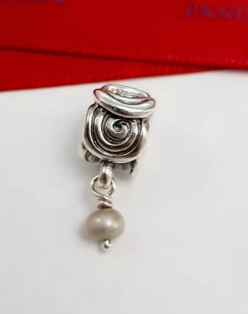 Authentic Pandora Oxy Swirl Dark Grey Pearl Dangle Charm 790281gp Retired