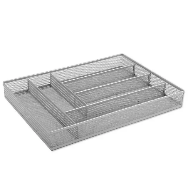 ORG Powder-Coated Large Mesh Cutlery Drawer Tray Set of 2 - Silver