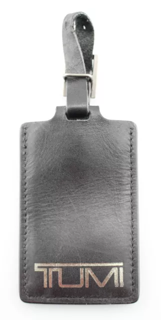 TUMI 'Alpha' Black / Silver Leather Luggage Tag - Large 2