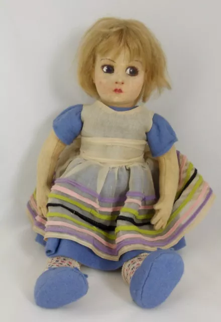 Very Rare Lenci 900 Series Felt Girl Doll, 1927-1930, Floppy Legs, 14"