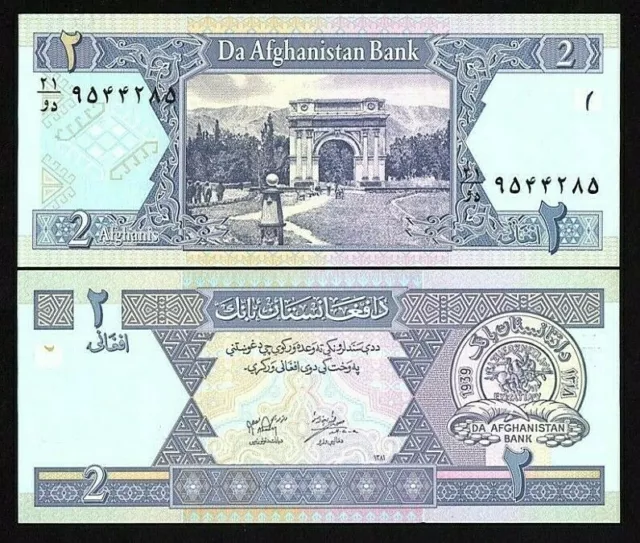 Afghanistan 2 Afghani Note 2002 Unc Banknote World Paper Money P-65A