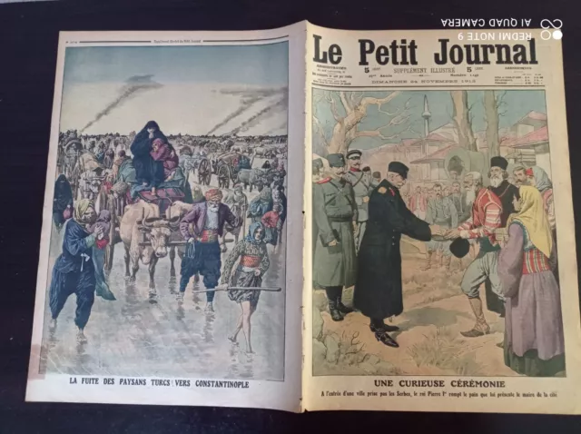 Le petit journal 1912 1149 Roi pierre 1er de serbie rompt le pain