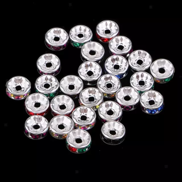 100pcs Round Rondelle Spacer Beads Crystal Charms Jewelry Making Spacers 6mm