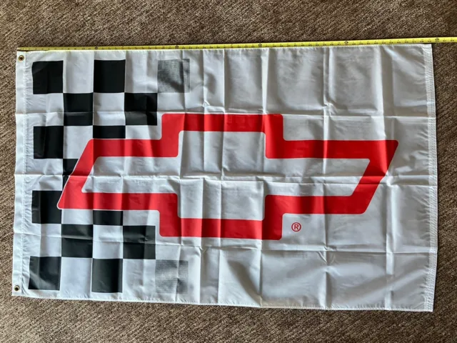 Racing Chevy Bowtie Premium Flag 3' x 5' White Red Checked Flag Banner
