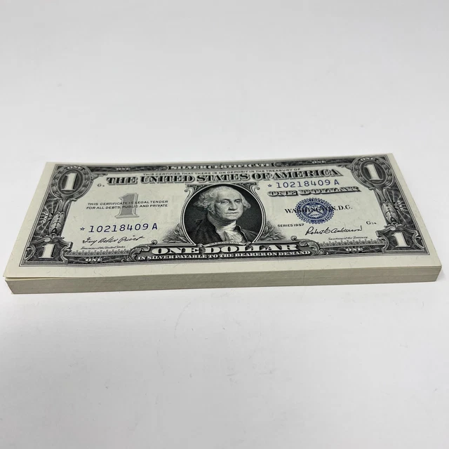 1 x 1957 US $1 SILVER CERTIFICATE ONE DOLLAR BILLS BLUE SEAL * STAR NOTE* GEM