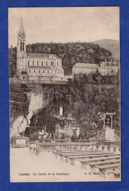 Hc * CPA / Carte Postale : Lourdes -  La Grotte et la Basilique