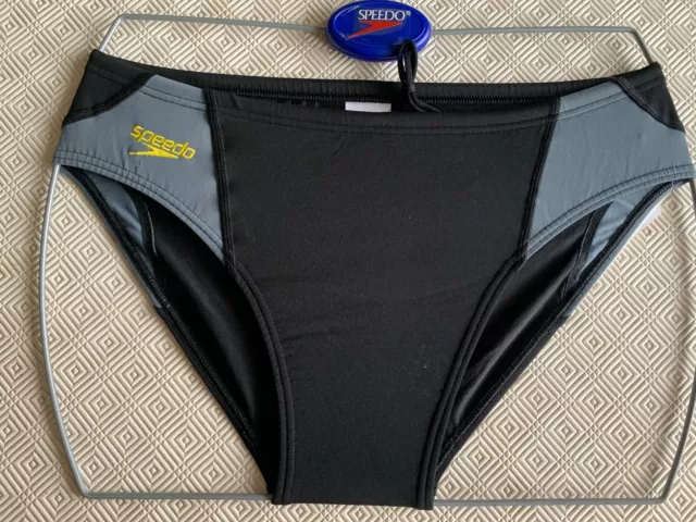 Speedo Swimwear Mens Endurance Black/Grey Dynamo 8 Cm Brief Uk Size 34"