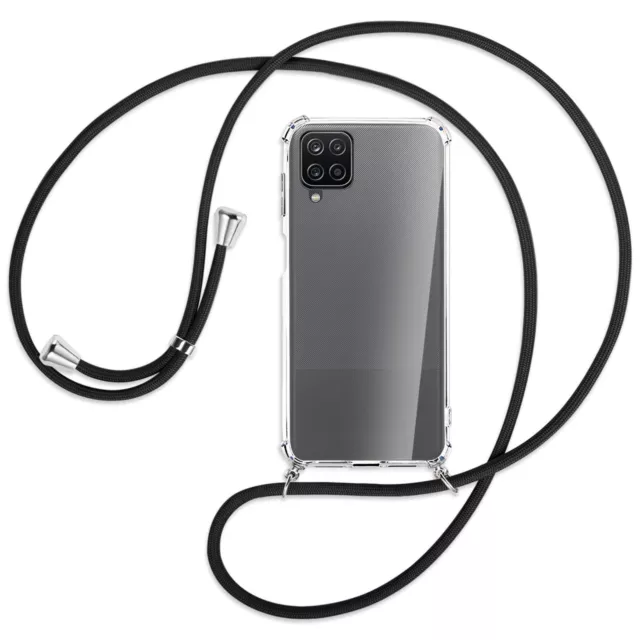 Collier pour Samsung Galaxy A12 noir (A) Etui Coque de protection avec cordon