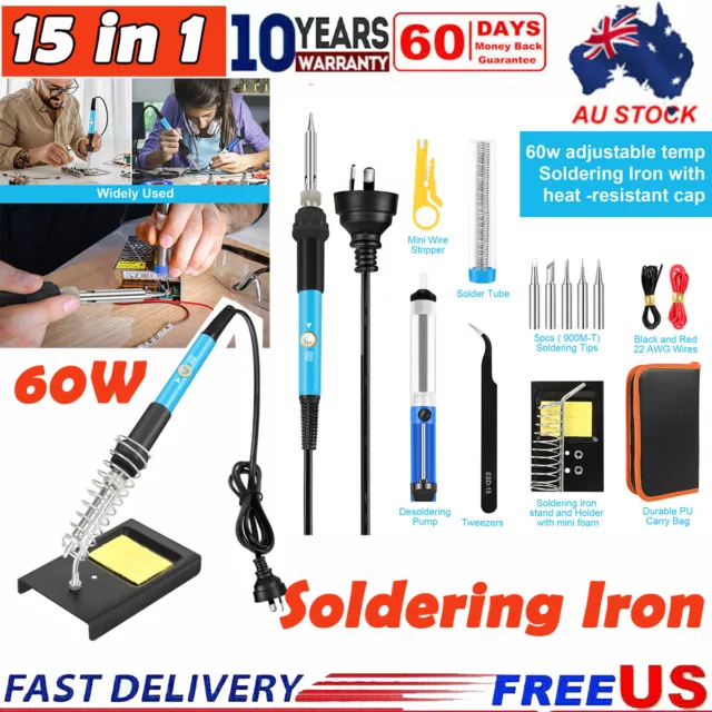 Soldering Iron Electric Gun Adjustable Temperature Welding Solder Wire Kit  60W