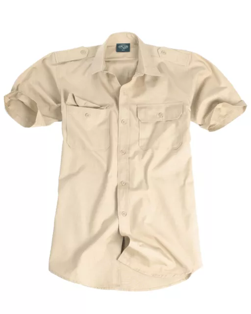 Mil-Tec Tropenhemd Ripstop Kurzarmhemd BW Bundeswehr Herrenhemd Khaki S-3XL