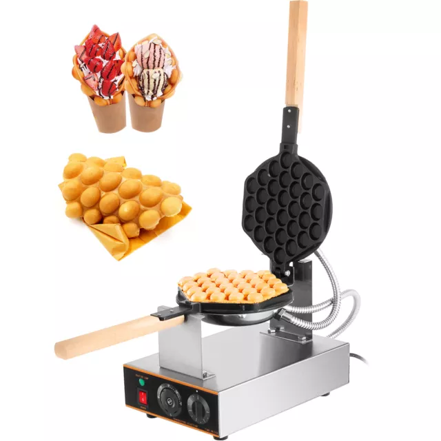 Machine à Gâteau aux Œufs 30mm Gaufrier Électrique Machine à Gaufres Inox 1,4kW