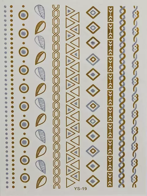 20 Sheets Temporary Metallic Tattoo Gold Silver 150 Designs Henna Body Sticker 3