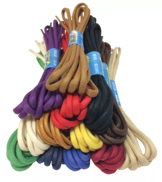 WAXED COTTON ROUND SHOE BOOT LACES SHOELACES - SEVERAL COLOURS - 3mm or 5mm