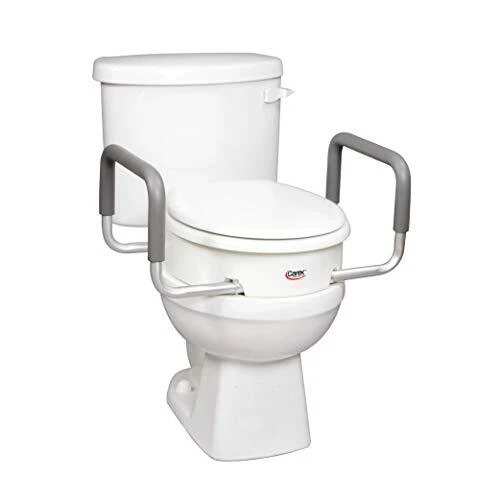 Asiento de inodoro con brazos Carex elevado de 3,5 pulgadas - para inodoros redondos - elevado