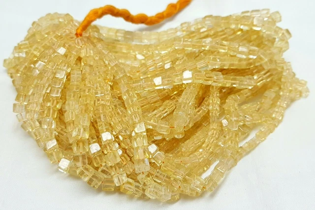 AAA Citrine jaune naturelle Cube lisse boîte 3d perles de pierres...