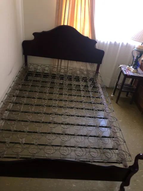 Antique Furniture Complete Queen Anne bed with Original mattress & steel Frame