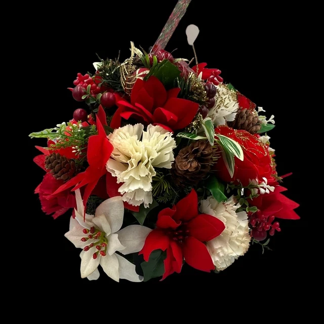 Quality Artificial Christmas  Arrangement Grave vase / Memorial / Crem Pot Red
