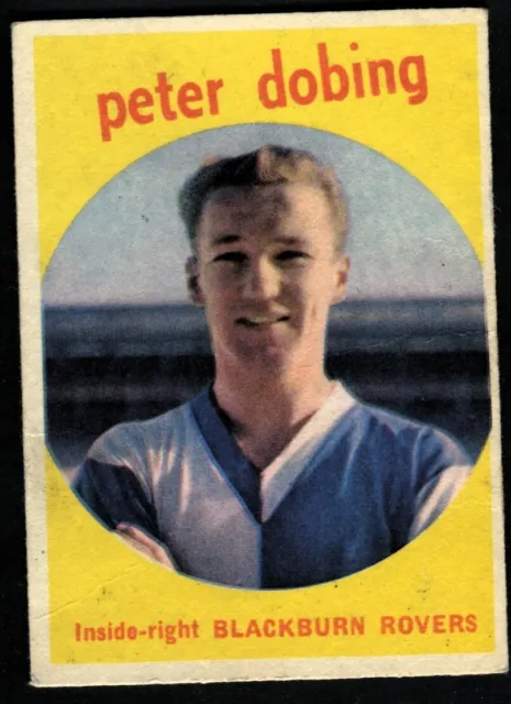 A&BC Gum, FOOTBALLERS, Black Back, 1960, Peter Dobing, Blackburn Rovers, #68
