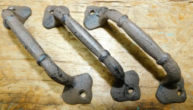 3 Cast Iron Antique Style ROUND CABLE Barn Handle Gate Pull Shed Door Handles 3