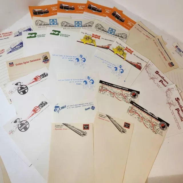 30 pages vintage railroad letterhead note paper unused stationery ephemera lot