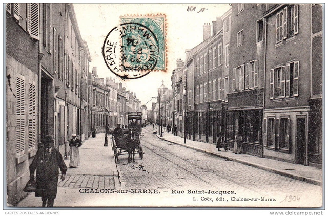 51 CHALONS SUR MARNE - vue d'ensemble de la rue saint jacques