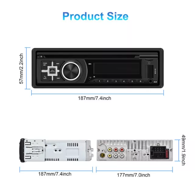 12V DVD/CD Car Stero FM/AM FM Radio Player Bluetooth Stereo MP3 TF BT USB AUX