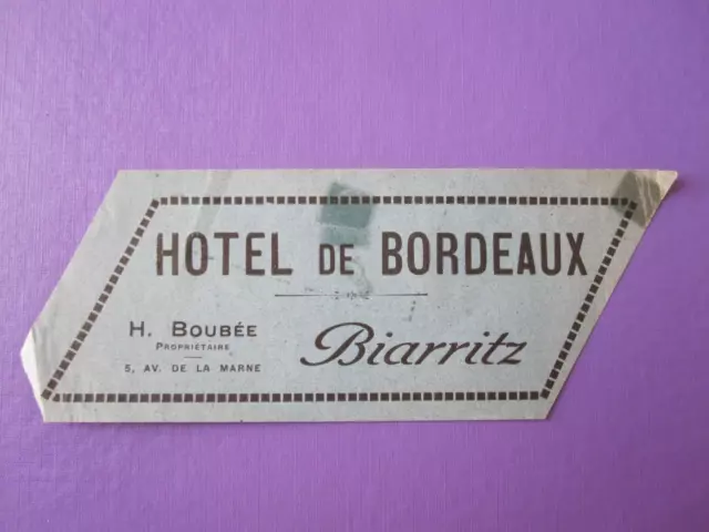 FRANCE BIARRITZ BORDEAUX Hotel Decal Luggage Label Sticker Aufkleber ...