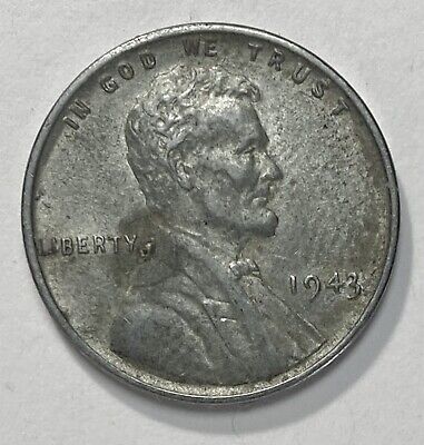 1943 Lincoln Obverse Wheat Ears Reverse 1 Cent Steel Wartime Era Coin  5428