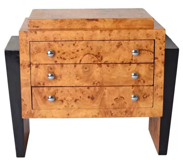 Art Déco Commode Antique Table de Chevet Bois Racine Armoire Nuit Console