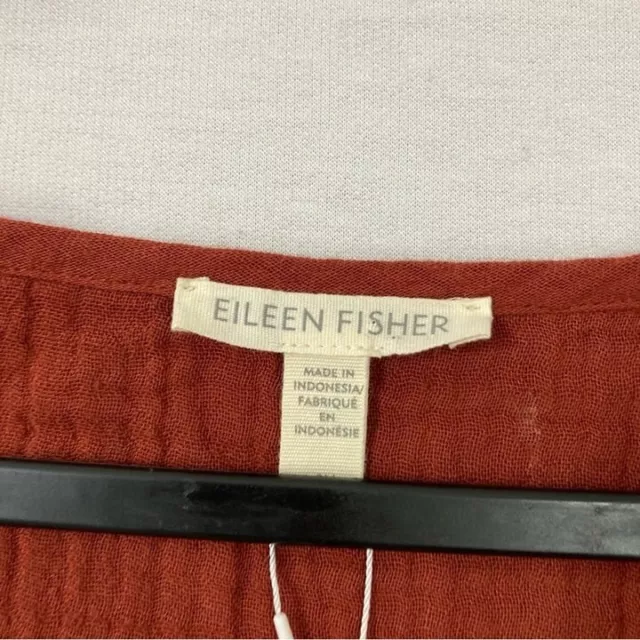 NWT Eileen Fisher Burnt Orange Boxy Ballet Neck Gauzy Organic Cotton Top size 3X 2