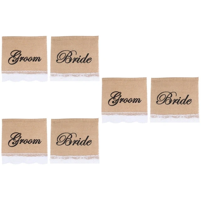 6 piezas silla decoración signo novio novia signo silla de boda pancarta
