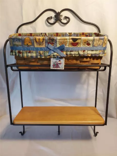 Longaberger Wrought Iron Envelope Basket Wall 2 Shelf Rack 3 Hooks Hanging EUC