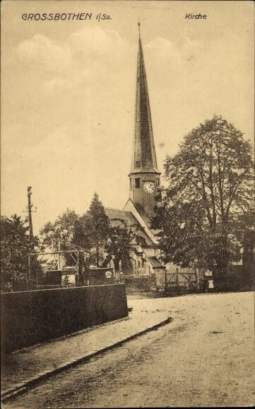 Ak Großbothen Grimma in Sachsen, Straßenpartie, Kirche - 3586224