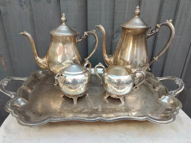 Vintage rare F.B.Rogers silver plated tea set with tray